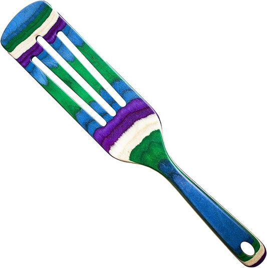 Baltique Mumbai Collection 13" Wooden Spurtle Spatula – Colorful Birch Wood Cooking Utensil, Nonstick Safe, Versatile Stirring & Serving Tool