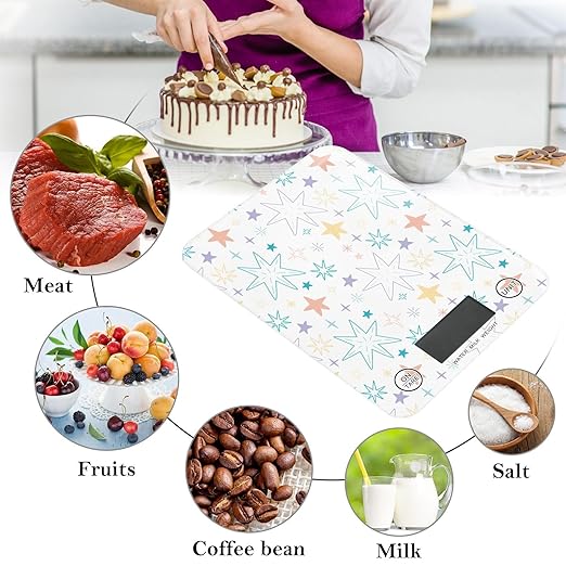 Food Scale Kitchen Scale for Baking Cooking Digital Food Weighing Measuring Scale Small Waterproof Electric Food Scale Cute Stars