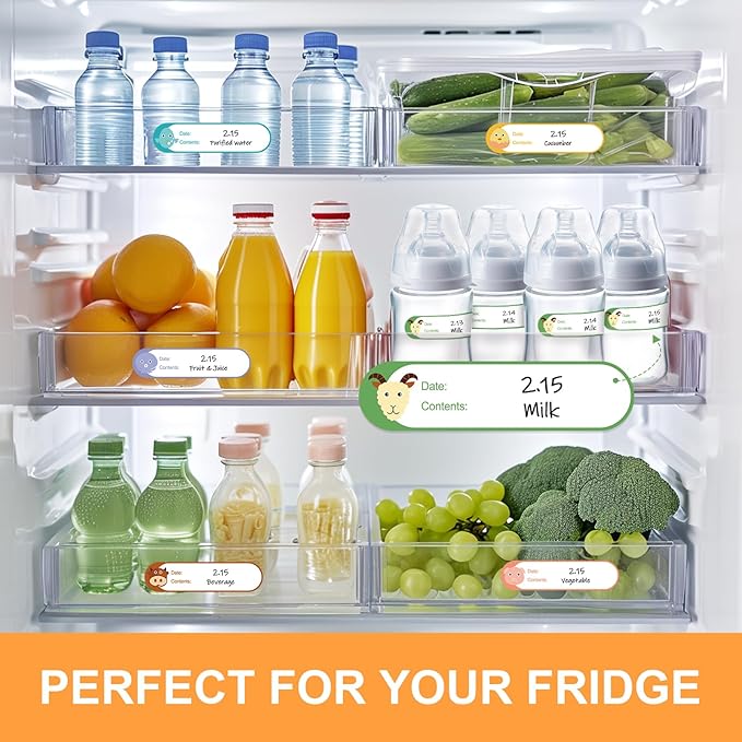 512pcs 1 x 4 Inch Baby Milk Bottle Labels to Write On,Freezer Labels Removable, Food Labels Cartoon Waterproof, No Residue Food Storage Labels for Kitchen, Mason Jar Labels,Can Not be Torn