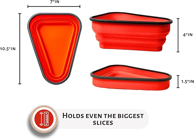 PIZZA PACK The Perfect Reusable Pizza Storage Container with 5 Microwavable Serving Trays - BPA-Free Adjustable Pizza Slice Container to Organize & Save Space, 2 Pack, Yellow, Red
