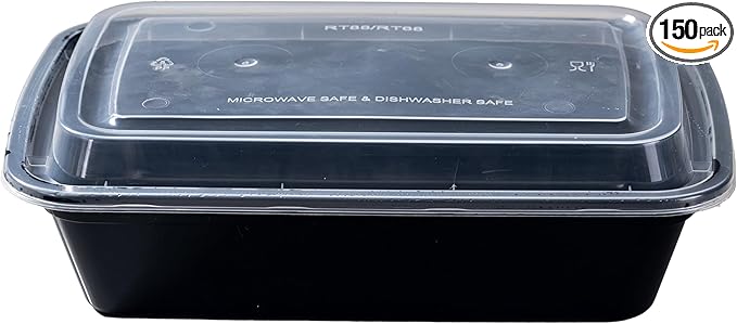 Microwave Safe Meal Prep Containers with Lids 38 oz - 150 Pack Plastic Food Storage Bowls for Lunch, Takeout, and Restaurant-Style Dining - Perfect for To-Go Meals, Salads, and Healthy Eating at Home
