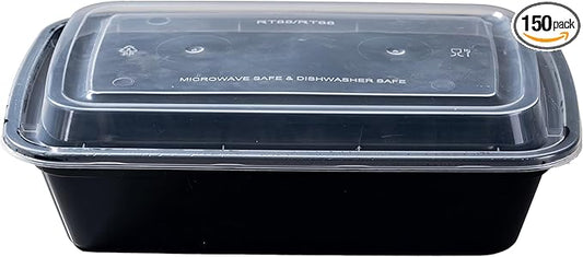 Microwave Safe Meal Prep Containers with Lids 38 oz - 150 Pack Plastic Food Storage Bowls for Lunch, Takeout, and Restaurant-Style Dining - Perfect for To-Go Meals, Salads, and Healthy Eating at Home