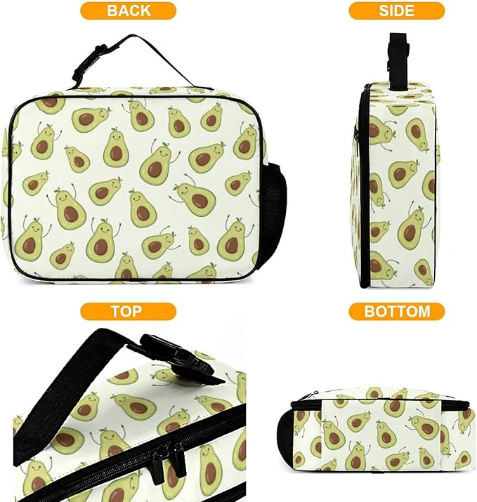 Avocado Reusable Lunch Box Insulated Lunch Bag Cooler Bag Lunchbox Meal Food Container Tote Bag for Women Kids Girls School Camping Hiking Picnic Beach Travel