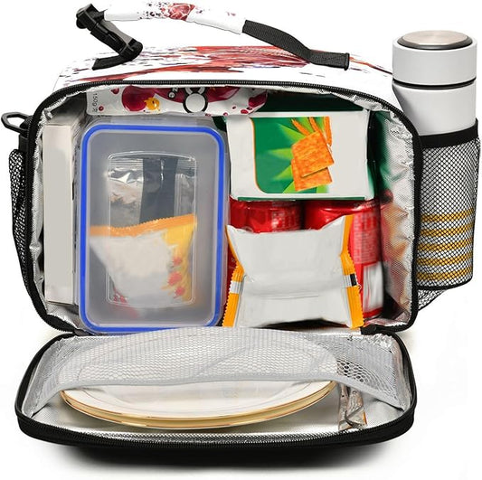 Pfrewn Red Basketball Player Painting Lunch Box for Kids School Students Insulated Lunch Bag with Shoulder Strap for Office Adults Reusable Cooler Bags Lunch Tote