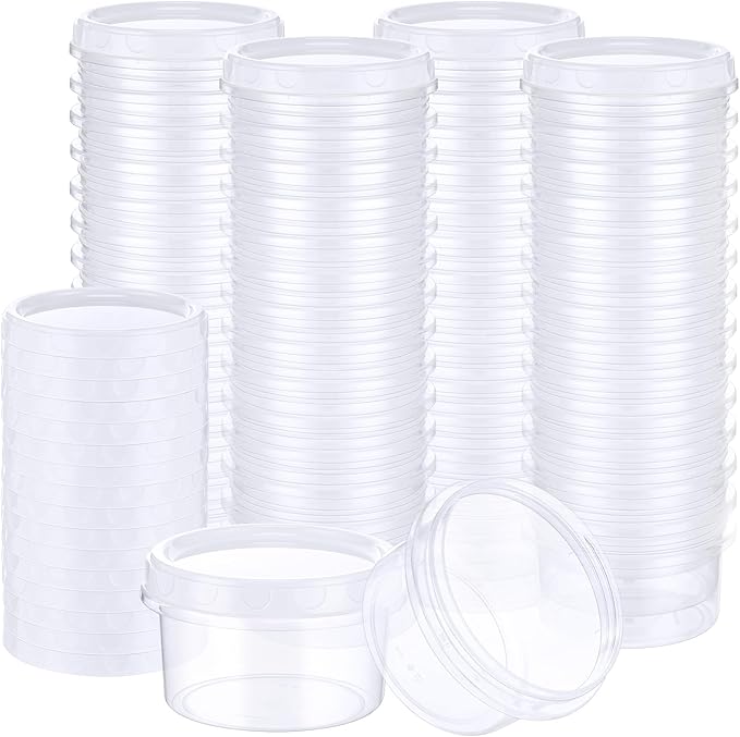 Sieral 36 Pack 8 oz/ 250 ml Freezer Containers with Lids Plastic Twist Top Deli Jars Reusable Freezer Storage Containers for Food Round Wide Mouth Lunch Snacks(White)