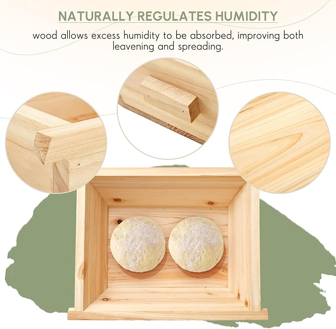 Juexica Tradition Wooden Pizza Dough Proofing Box with Lid Handle 16 x 13 Inch Pizza Dough Proofing Container Tray for Kitchen Homemade Pizza Bread Making Accessories Storage, Natural