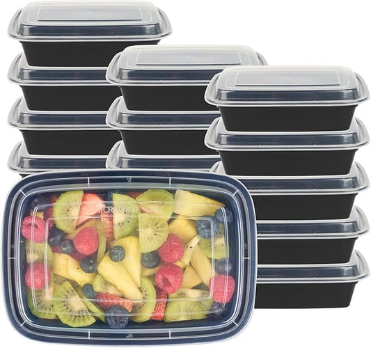 Asporto 38 Ounce Take Out Containers, 100 Food Containers With Lids - Microwavable, Disposable, Black Plastic To Go Food Containers, No BPA, For Take Out And Delivery - Restaurantware