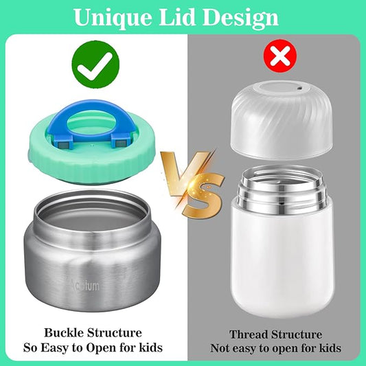 Bento Lunch Box for kids With 8oz Soup Thermo,Leak-proof Lunch Containers with 4 Compartment,Thermo Food Jar, BPA Free,Travel, School