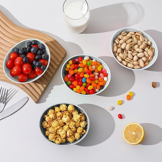 Wheat Straw Bowls Dessert Bowl 10 OZ - 5 Inch | Unbreakable Small Bowl Set, Microwave and Dishwasher Safe Bowls Mini Bowl for Appetizer, Dessert 4 PCS (White)