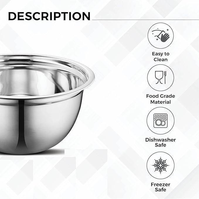 AVADOR Premium Stainless Steel Mixing Bowls, Set of 7 Brushed Stainless Steel Mixing Bowl Set, Easy To Clean, Space Saving, Great for Cooking, Baking, Prepping (7 pc mixing Bowl With Lids)