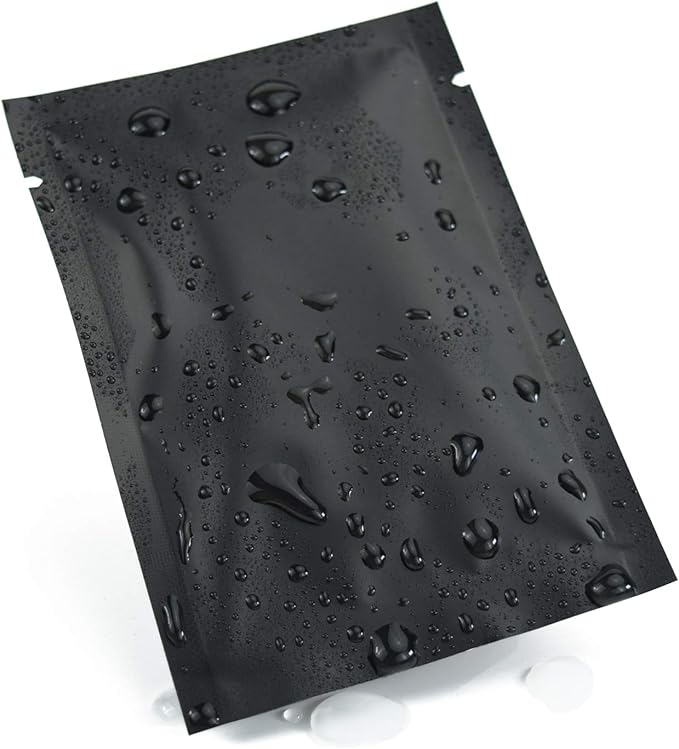QQ Studio 100 PCS Metallic Mylar Foil Open Top Sealable Bags (9x13cm(3.5x5.1"), 100x Matte Black)