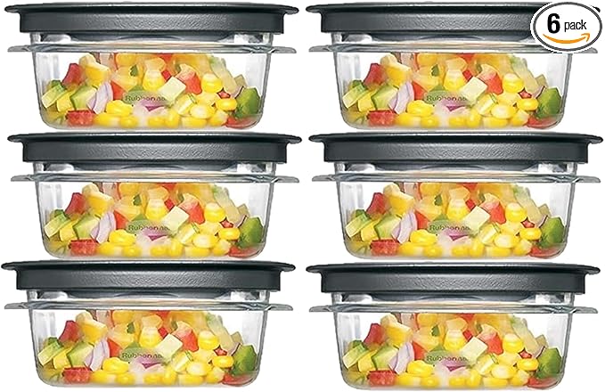 Rubbermaid Premier, 1.25 Cup Premier Flex & Seal Food Storage Set, 6 Tritan Containers, 6 Grey Flex and Seal Lids, 12 Piece Bundle Set Bundle