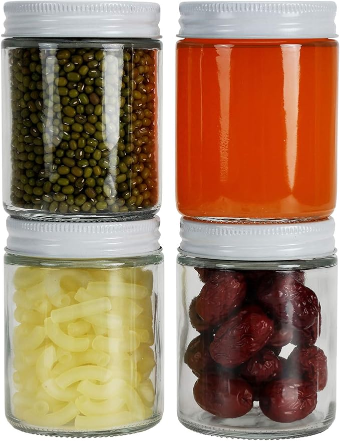 Suwimut 12 Pack Glass Mason Canning Jars, 9 oz Straight Sided Clear Glass Mason Jars, Regular Mouth Glass Jars Storage Containers for Jam, Jelly, Honey, Spice, Wedding Party Favors, Shower Favors