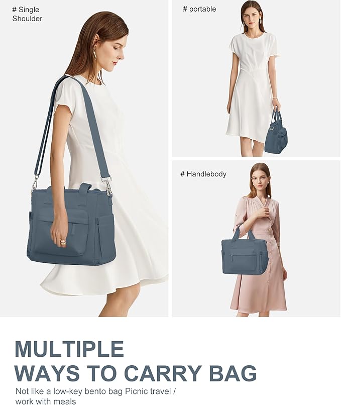 Insulated Lunch Bag Women Large Lunch Tote Bag with Shoulder Strap Adult Lunch Box Bags for Women Men Work Royal Blue Lunch Boxes with Water Bottle Holder