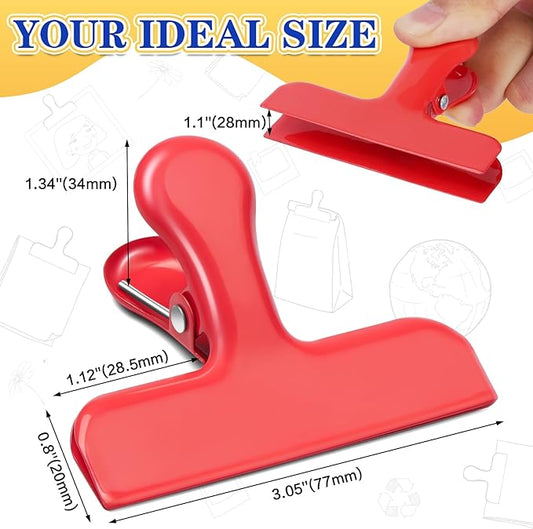 Wide Stainless Steel Chip Clips, Bag Clips Food Clips Potato Chip Clips for Chips and Other Food Bags, Heavy Duty Metal Bag Closer for Food Storage, Snack Clamps for Kitchen, Colorful