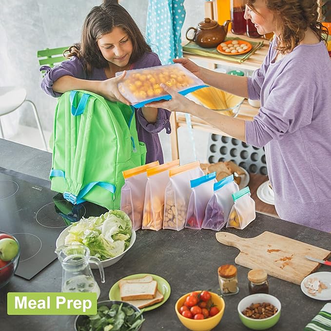 IDEATECH Freezer Bags, Food Storage Containers Dishwasher Safe, Leakproof BPA Free Food Bags Various Size,Gallon, Sandwich, Snack Bags, Reusable Bags for Meals,Lunch,Home Organization Travel(24Pack)