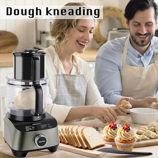 14 Cup Food Processor, French-Fry-Cutter, Blending, Mixing, Shredding, and Slicing, Meat and Vegetable Chopping, Doughing for Home Use, Mincing, and Pureeing,4 Speeds, Large Feed Chute,700W