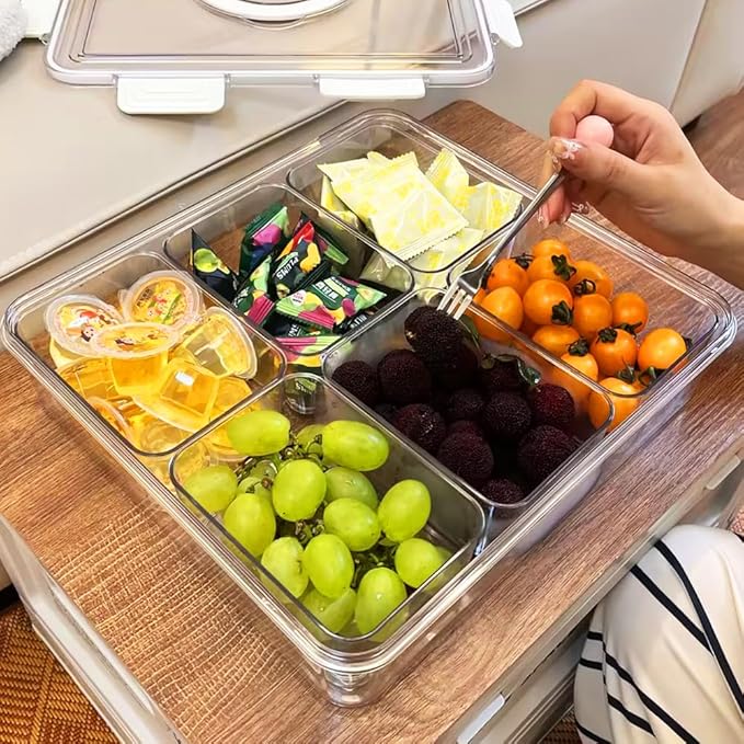 JOSUCLEN 2 Pack Snackle Box Charcuterie Container Extra Large, Airtight Fruit Storage Containers for Fridge with Lids & Handle, BPA-Free Food Storage Container, Veggie Tray with Lid for Fridge