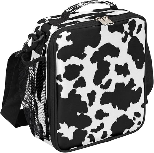 Pardick Kids Lunch Box for Boys Girls Cow Print Lunch Bags Animal Cow Kids Lunch Bag Insulated Meal Tote with Adjustable Shoulder Strap for School Picnic