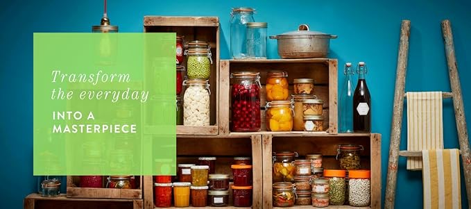 Le Parfait Screw Top Jars - Wide Mouth French Glass Preserving Jars - Zero Waste Packaging (4, 1000ml - 32oz - 1L Gold Lid)