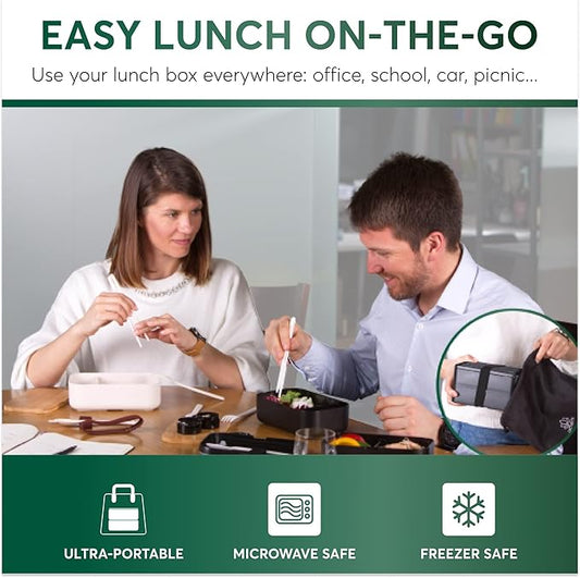 Umami Bento Lunch Box for Adults, 68 oz, Cute Microwave-Safe, Leak-Proof, All-in-One Meal Container, Portion Control, Dishwasher Safe