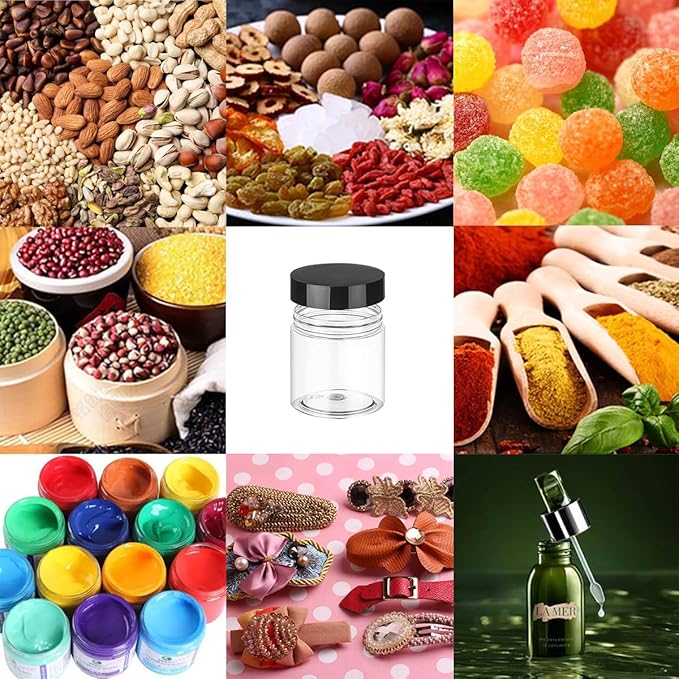 Round Plastic PET Storage Jars Clear Plastic Jars With Lids 20 Oz Clear PET Plastic Jars with Lids Refillable Storage Jar for Storing Dry Food, Spice, Cookie, Nuts, Kitchen Food, 12 Pack