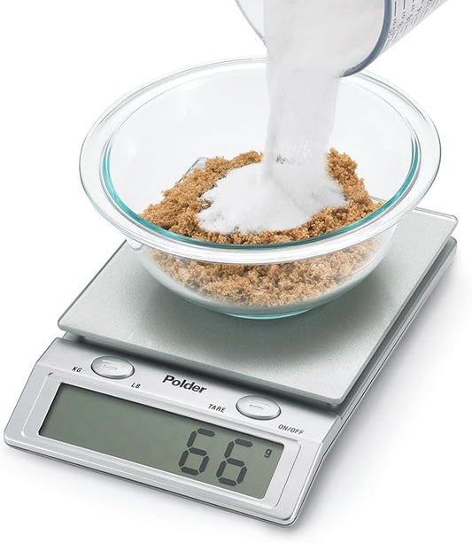 Polder Easy-Read Digital Glass Top Scale, 11-Pound (5 kg.) Capacity