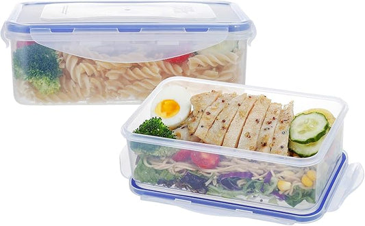 KIGI [2 PACK] 38.9 OZ Food Storage Containers with Lids Rectangular Leak-Proof Bento Box Airtight Meal Prep Containers,Microwave Safe
