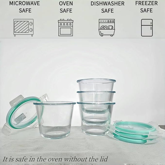 Qxbekmor 4 Packs Glass Soup Storage Containers with Airtight Lids, Leak-proof 3 Cup Freezer Food Storage Jars, Great for Lunch, Meal Prep, Leftover, Overnight Oats, Microwave and Dishwasher Safe