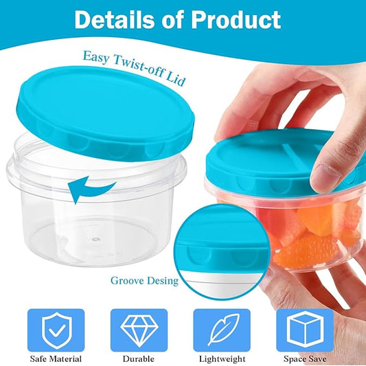 Sieral 36 Pack 8 oz/ 250 ml Freezer Containers with Lids Plastic Twist Top Deli Jars Reusable Freezer Storage Containers for Food Round Wide Mouth Lunch Snacks (Sky Blue)