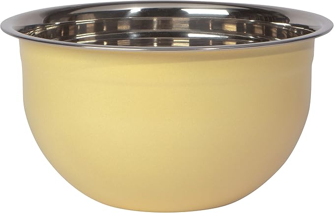 Now Designs Matte Coated Steel Mixing Bowls, Sunrise Yellow, 5 qt, 3 qt, 1.5qt, Set of 3