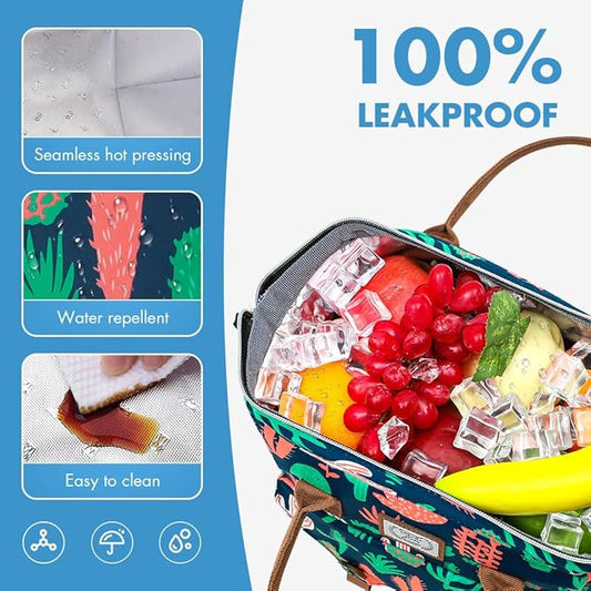 Lekesky Lunch Bag Lunch Box for Women Men Reusable Insulated Lunch Tote Bag, Leakproof Thermal Food Handbags for Travel, Cactus
