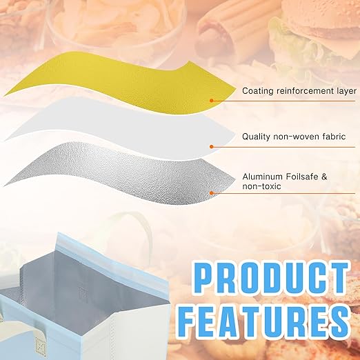 Kacctyen 100 Pcs Insulated Take Out Bags Bulk 10.2 x 6.7 x 10.2 in Thermal Insulation Food Bag for Coffee, Milk Tea, Hot Cold Food, Delivery Cooler for Catering Restaurant Grocery Picnic (Multicolor)