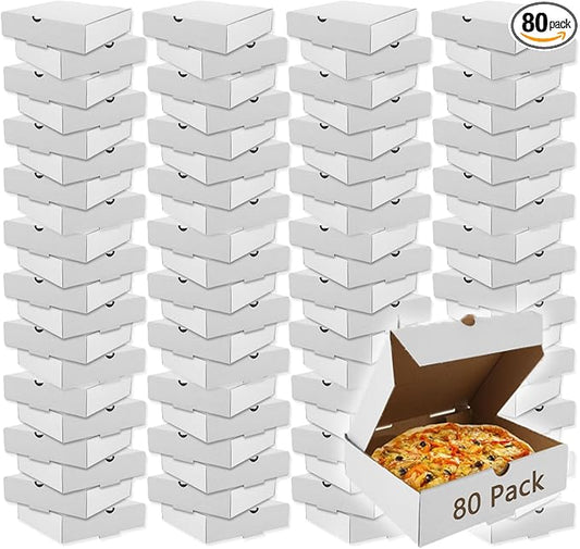 QTLCOHD 80 Pack Mini Pizza Boxes, 3.5 x 3.5 Inch Small White Cardboard Pizza Boxes for Personal Pizza, Cake, Cookies, Crafts