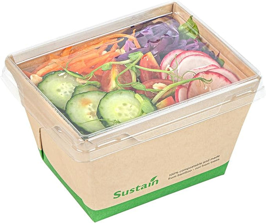 Restaurantware-Sustain 17 Ounce Sturdy Paper Take Out Boxes, 50 Disposable Take Out Food Containers - With PLA lining, Lids Sold Separately, Bamboo Paper Containers, Compostable, Click-Lock Design