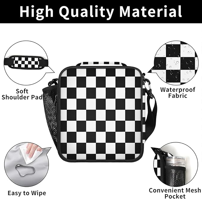 Lunch Bag Personalized Insulated Lunch Bag Gifts Reusable Lunch Box Picnic Travel Lunch Tote Bag Snack Bag Black White Texture(23)