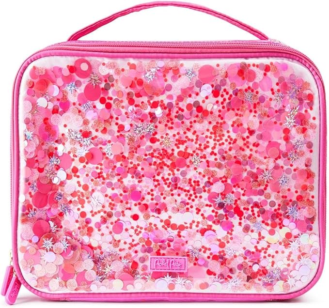 Packed Party Purple Confetti Lunchbox; Cute, Soft Insulated Lunch Bag; Lunch Box Cooler Fits a Water Bottle, Ice Packs for Cold Food, or Hot Food (Pink - Sweet Tart)