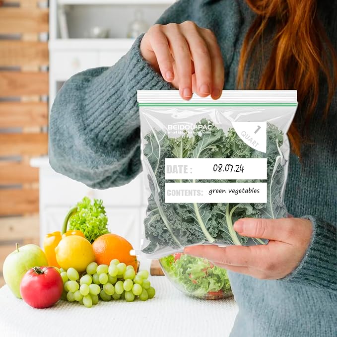 Quart Food Storage Zip Bags, 600 Count | Double Zipper, Freshness Easy Open Reclosable Clear Plastic Bags