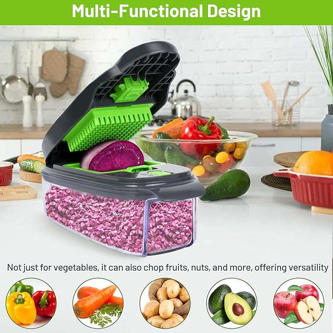 Vegetable Chopper with Large Container - Cutter Mandoline Slicer Food Chopper Kitchen Vegetable Slicer Dicer Cutter, 11 in 1