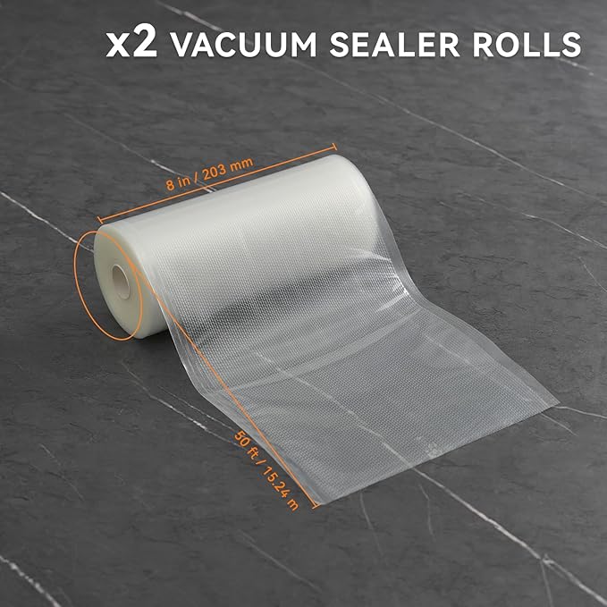 [2024 Q4] 8" x 50' Vacuum Sealer Rolls, 2 Pack-Ideal for Food Storage, Sous Vide, and Meal Prep, Keep Food Fresh and Nutrients, Wevac Lite