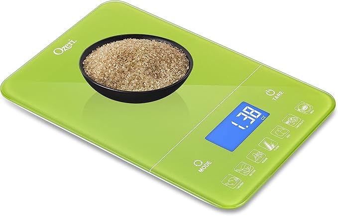 Ozeri Touch III Digital Kitchen Scale with Calorie Counter, 22 lbs (10 kg), Lime Green