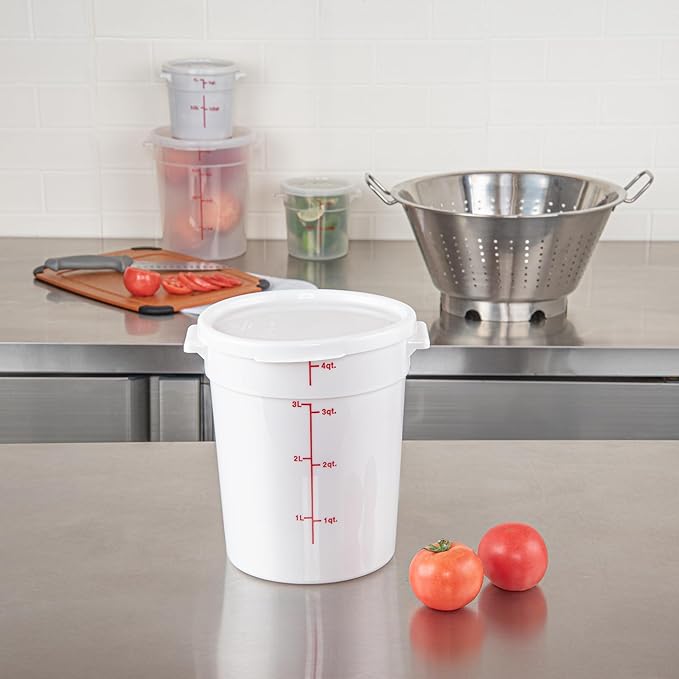 Restaurantware-LIDS ONLY: Met Lux Food Container Lids, 10 Round Lids For Storage Containers - Containers Sold Separately, With Pull-Corner Tab, White Plastic Lids, Dishwashable, Freezable