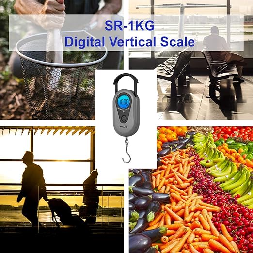 American Weigh Scales Digital Hanging Scale Retractable Handle, LCD displayAMW-SR-1KG1000 x 1G(Gray)
