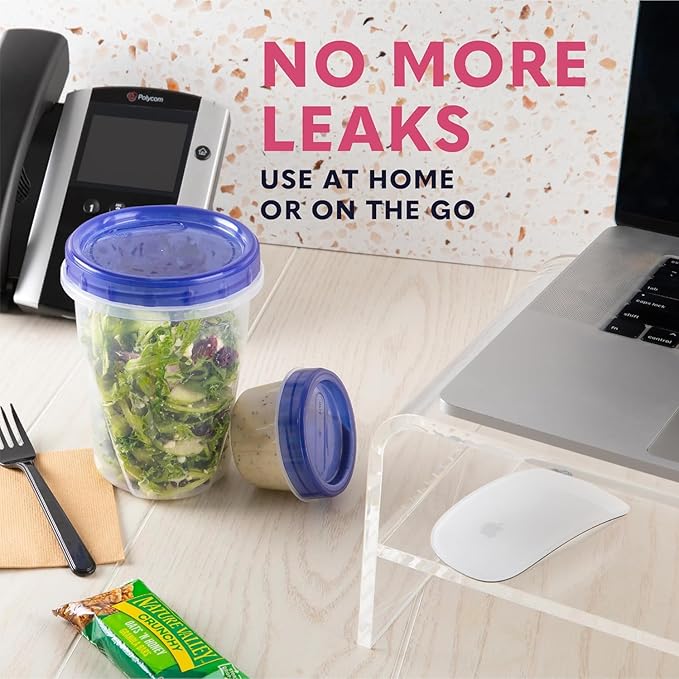 16 Plastic Containers with Screw On Lids - [32 & 16 Oz] - Soup & Salad Food Storage Containers Takeout To Go - Microwave, Freezer & Dishwasher Safe BPA-Free