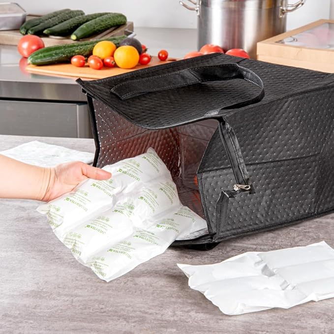 Restaurantware Delivery Tek 11.4 x 7.7 Inch Ice Sheets 10 Durable Cold Packs - Easy-To-Use Design Leakproof Plastic Shipping Ice Packs Reusable For Frozen Meat Vegetables or Beverages