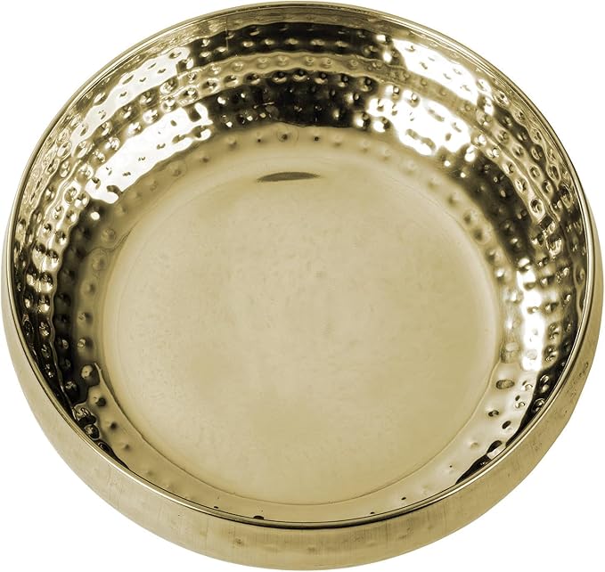 Salad Bowl and Serving Utensils - Hammered Detailing - Stainless Steel Mixing Bowls with Lids- Luxurious Serving Bowls (12" Gold Hammered Salad Bowl)