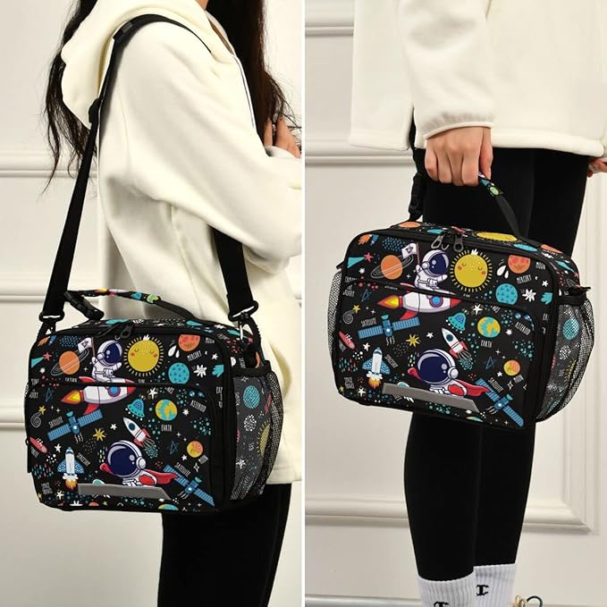 MNSRUU Lunch Bag Space Astronaut Insulated Lunch Bag Women Lunch Totes Men Lunch Box with Adjustable Shoulder Strap Lunch Bag for Work Office School Picnic