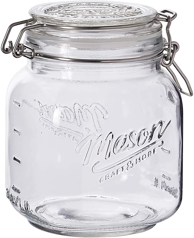 Mason Craft & More Clear Glass Clamp Jars, 1 Liter 2PK