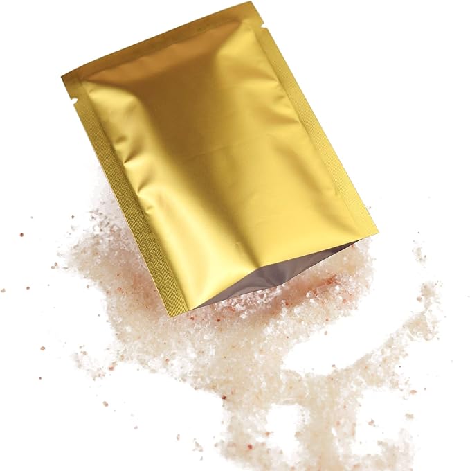 QQ Studio 100 PCS Metallic Mylar Foil Open Top Sealable Bags (9x13cm(3.5x5.1"), 100x Gold)