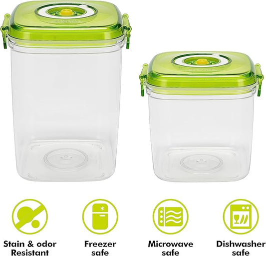 Vacuum Seal Food Storage Containers - Fresh Save, Keep Dry for for Grains, Pet Food & Bulk Buying - 2 Pcs +1 Pc, BPA Free, Leak Proof - Dishwasher, Freezer & Microwave Safe